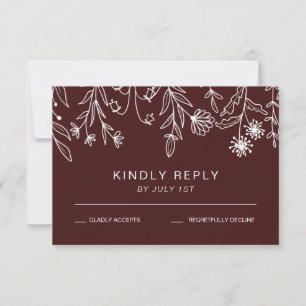 Boho Simple Fleur sauvage bordeaux Mariage RSVP Ca