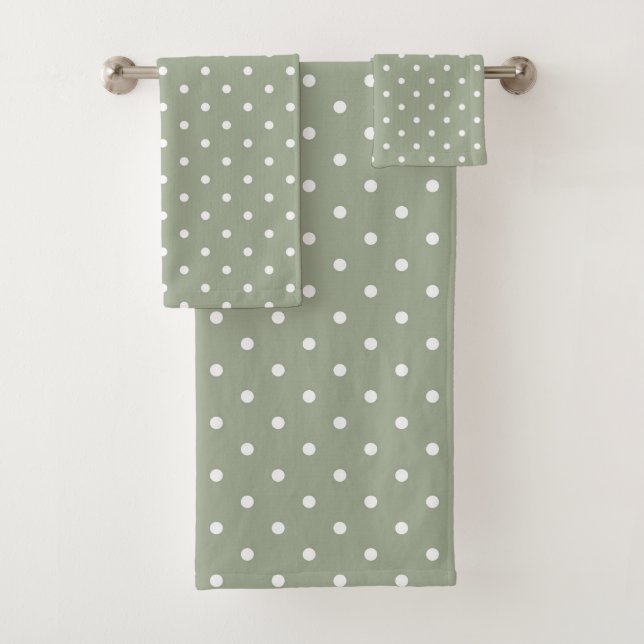Boho Simple Moderne Neutre Vert Sauge à pois (En situation)