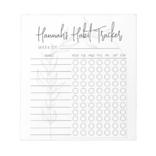 Boho Simple Script Weekly Habit Tracker Bloc-notes