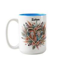 Boho Sister Mug with Floral Heart & Names
