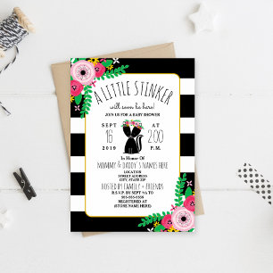 Boho Skunk Little Stinker Baby shower Invitation