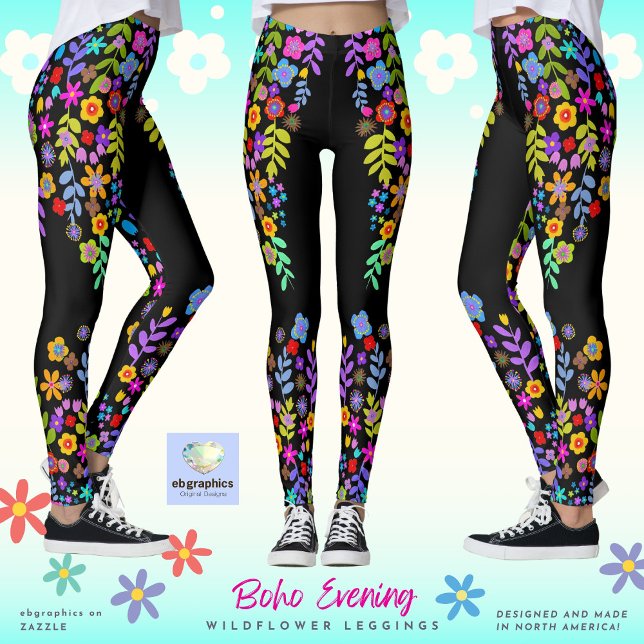 Boho Soirée Leggings Fleurs sauvages (Créateur téléchargé)