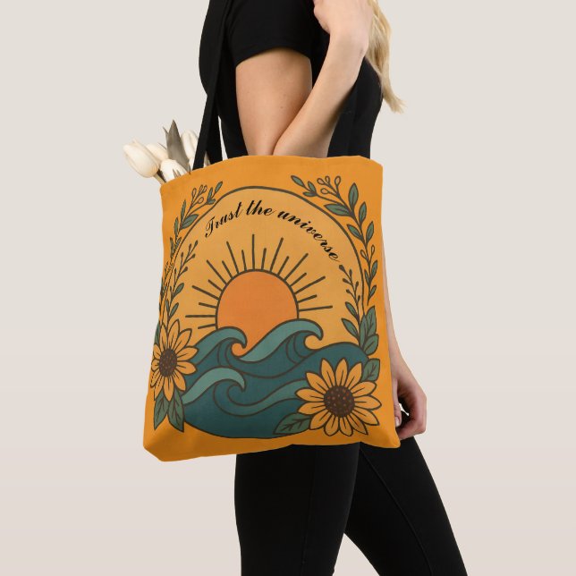 Boho Soleil & Vagues – Art Floral Sac Fourre-Tout  (De près)