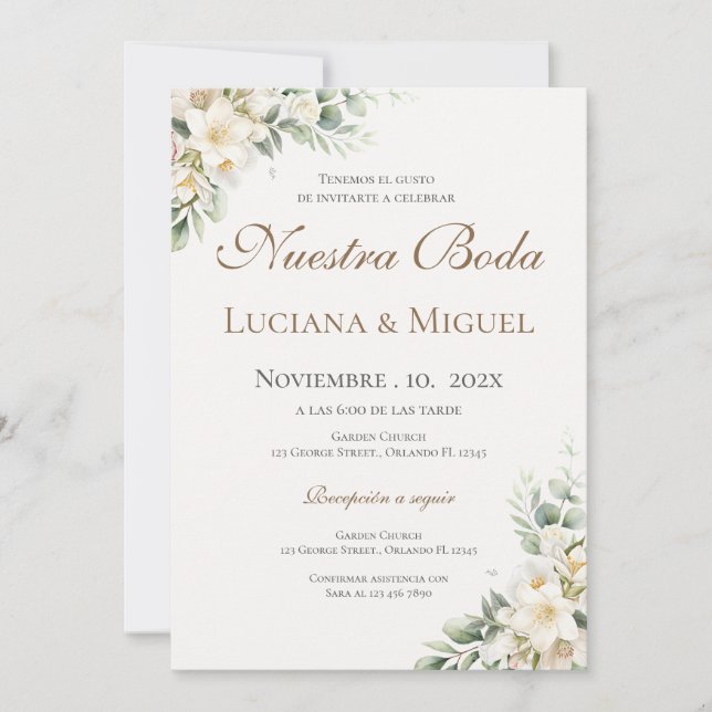 Boho Spanish Wedding Invitation (Devant)