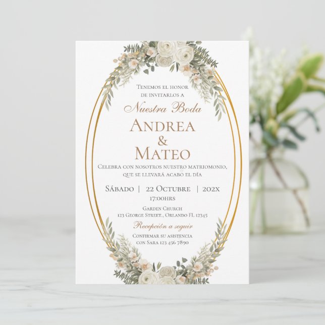 Boho Spanish Wedding Invitation (Debout devant)