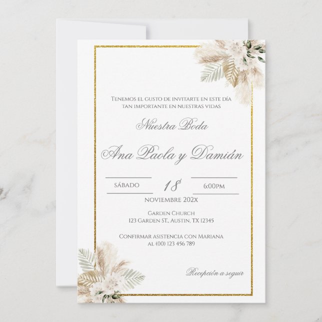Boho Spanish Wedding Invitation (Devant)