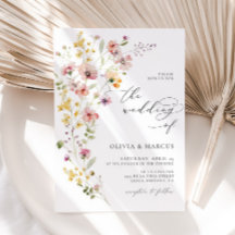 Boho Spring Colorée Fleur sauvage Faire-part de ma