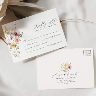 Boho Spring Colorful Fleur sauvage Wedding Carte R