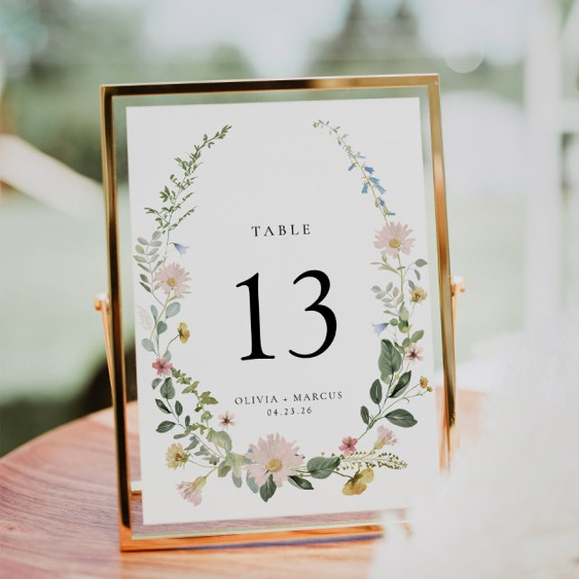 Boho Spring Fleur sauvage Garden Wedding Numéro de (Wedding Table Number)