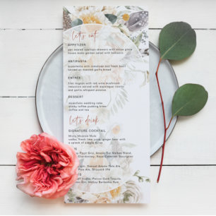 Boho Spring Florals   Menu Mariage
