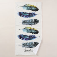 Boho Style aquarelle plumes personnalisées
