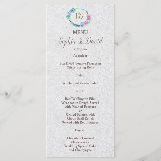 Boho Succulent Cactus Wreath Menu Mariage (Devant)