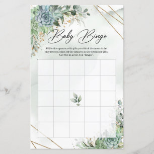 Boho succulent eucalyptus cadre or bébé Bingo