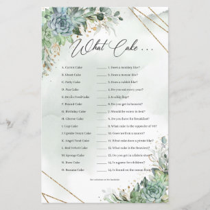 Boho succulent eucalyptus cadre or What Cake