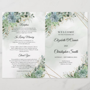 Boho succulent eucalyptus mariage cadre or