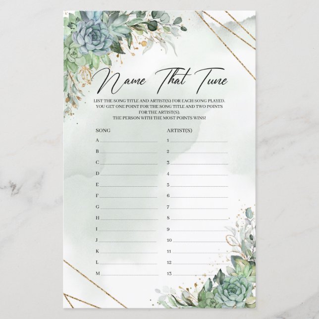 Boho succulent eucalyptus or Nom Cette Tune (Devant)