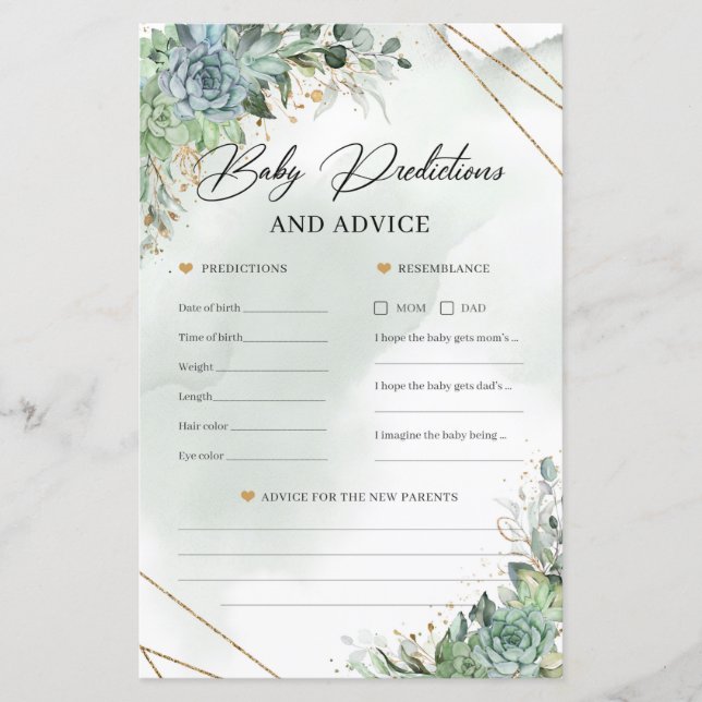 Boho succulent or Bébé Prédiction et conseil (Devant)