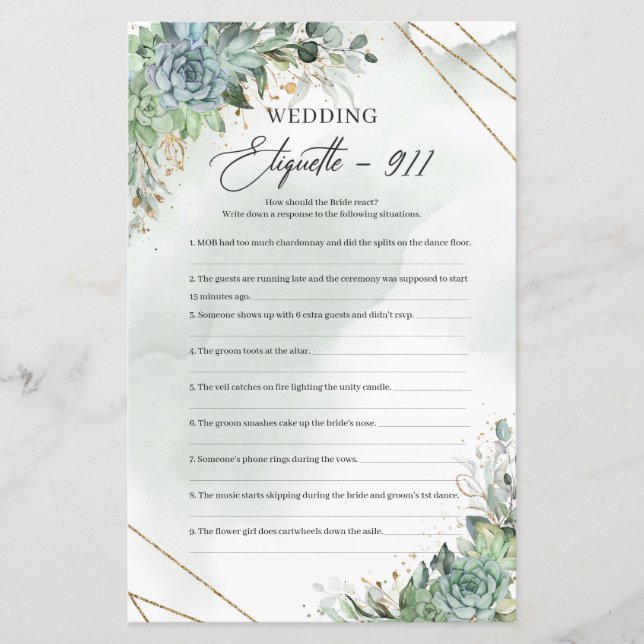 Boho succulents eucalyptus or Etiquette 911 (Devant)