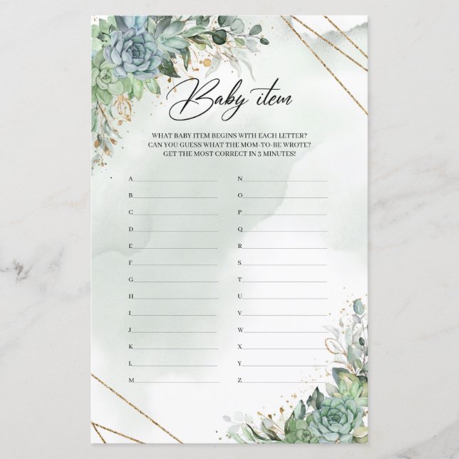 Boho succulents feuillage vert cadre or Baby Item (Devant)