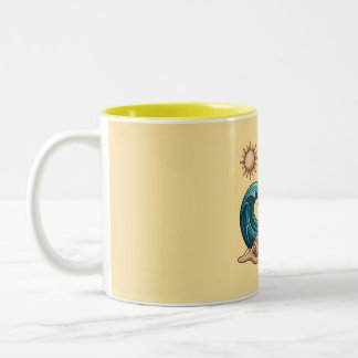 Boho Sun, Moon, and Ocean Wave Aesthetic Mug