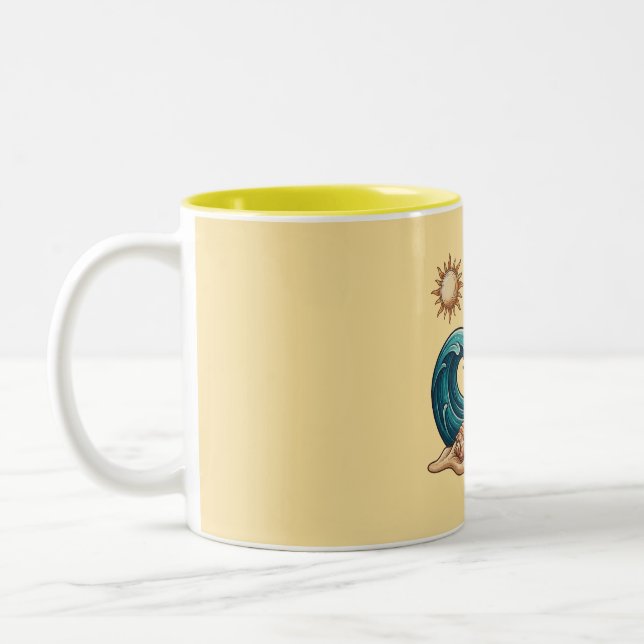 Boho Sun, Moon, and Ocean Wave Aesthetic Mug (Gauche)
