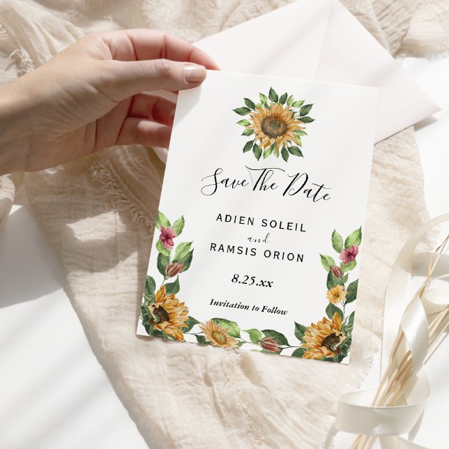 Boho Sunflower Wedding Enregistrer La Carte Date (Créateur téléchargé)