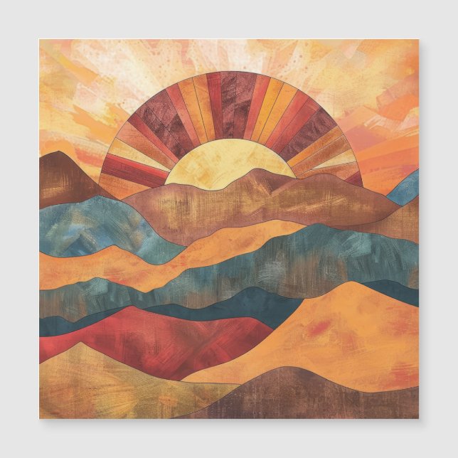 Boho Sunset Over Mountains - Paysage Rétro (Devant)