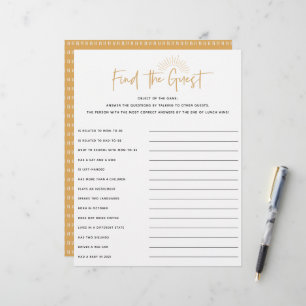 Boho Sunshine Baby shower Invité Jeu