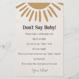 boho sunshine ne pas dire baby shower jeu