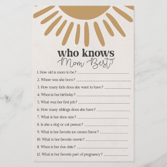 boho sunshine qui connaît maman meilleur jeu (Devant)