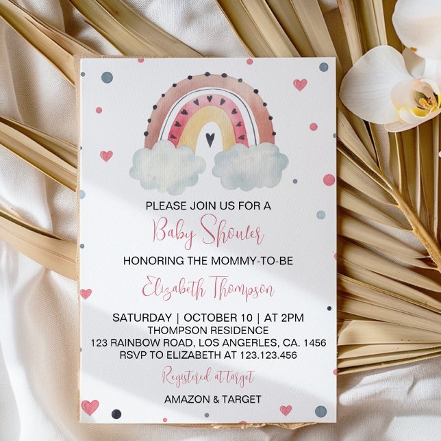 Boho Sunshine Rainbow Baby shower Invitation (Créateur téléchargé)