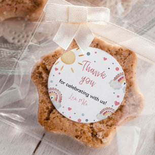 Boho Sunshine Rainbow Sticker Étiquettes d'anniver