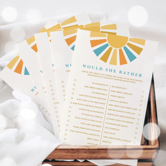 Boho Sunshine Voudrait-Elle Plutôt Baby shower Jeu (Créateur téléchargé)
