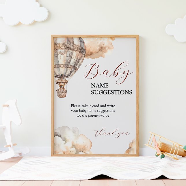 Boho Sweet Bear Air Balloon Nom Baby Idées Jeu (Boho Sweet Bear Air Balloon Baby Name Ideas Game)
