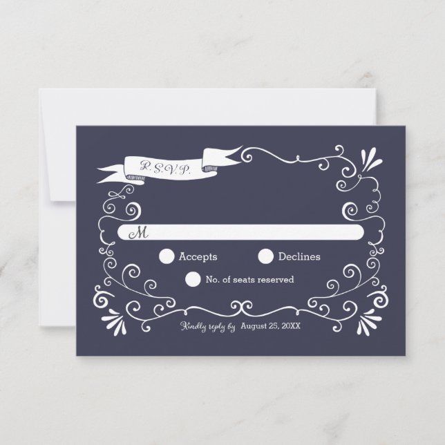 Boho Swirls (Couleur modifiable) Mariage RSVP (Devant)