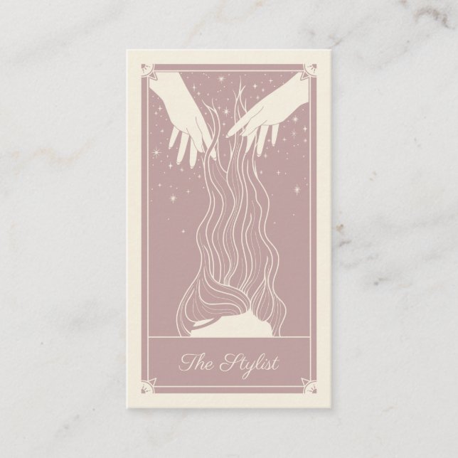 Boho Tarot Coiffeur Dusky Pink Carte de visite (Devant)