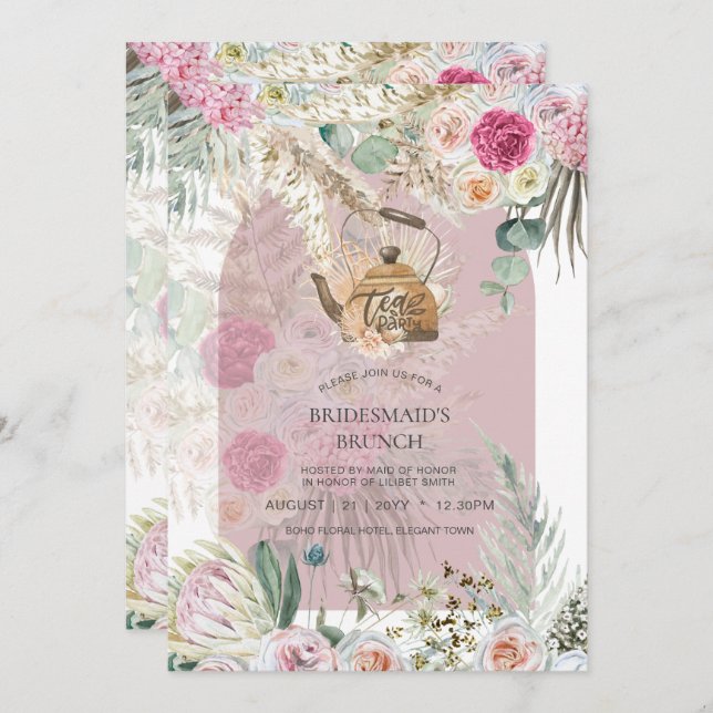 BOHO Tea Party Fête des mariées Pampas Grass (Devant / Derrière)