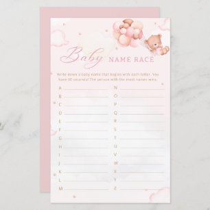 Boho Teddy Bear Baby shower Baby nom race jeu