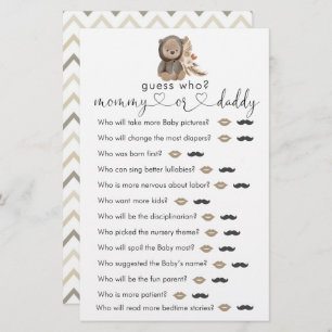 Boho Teddy Bear Baby shower Devinez Qui Joue