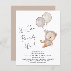 Boho Teddy Bear Balloons Baby shower Invitation