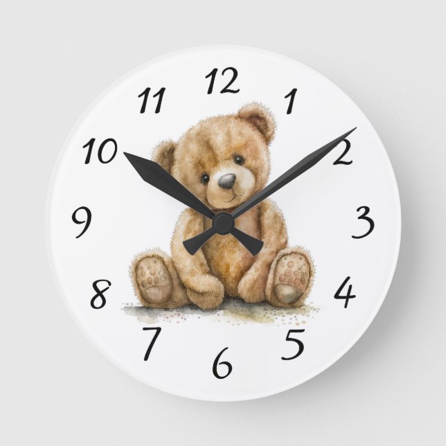 Boho Teddy Bear Nursery Horloge murale (Recto)