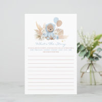 Boho Teddy Bear What's The Story Baby shower Game