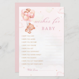 Boho Teddy Bear Wings for Baby shower Advice Card
