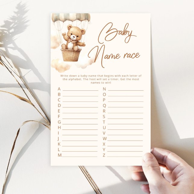 Boho teddy ours bébé nom race jeu de baby shower (Créateur téléchargé)