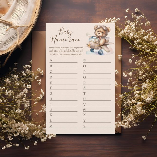 Boho teddy ours bébé nom race jeu de baby shower (Créateur téléchargé)