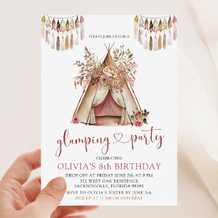 Boho Teepee Glamping Anniversaire Fête Invitation