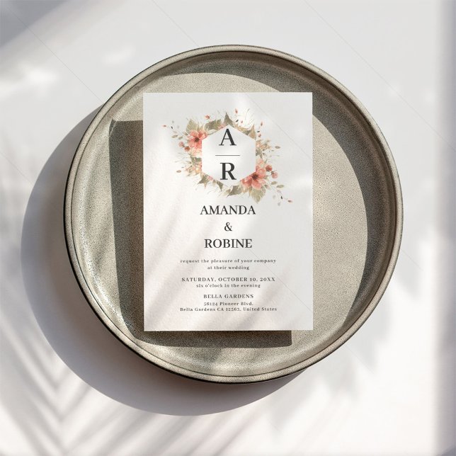 Boho Terracotta Aquarelle Faire-part de mariage (Créateur téléchargé)