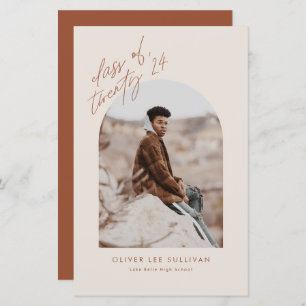 Boho Terracotta Arch Photo Graduation Invitation