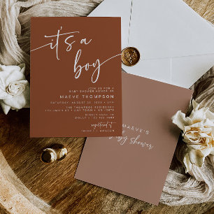 Boho Terracotta Baby shower Invitation C'est un ga
