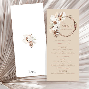 Boho Terracotta Beige Floral Wreath Mariage Menu